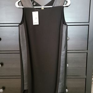 MANGO black, faux leather detail sleeveless cocktail dress Size 4/Small NWT